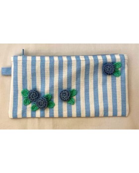 Happy Threads Pretty Cotton Storage Pouch (BLUE)